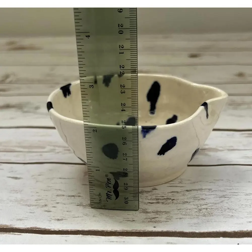 Handmade Ceramic Bowl with Navy‎ Spot Pattern